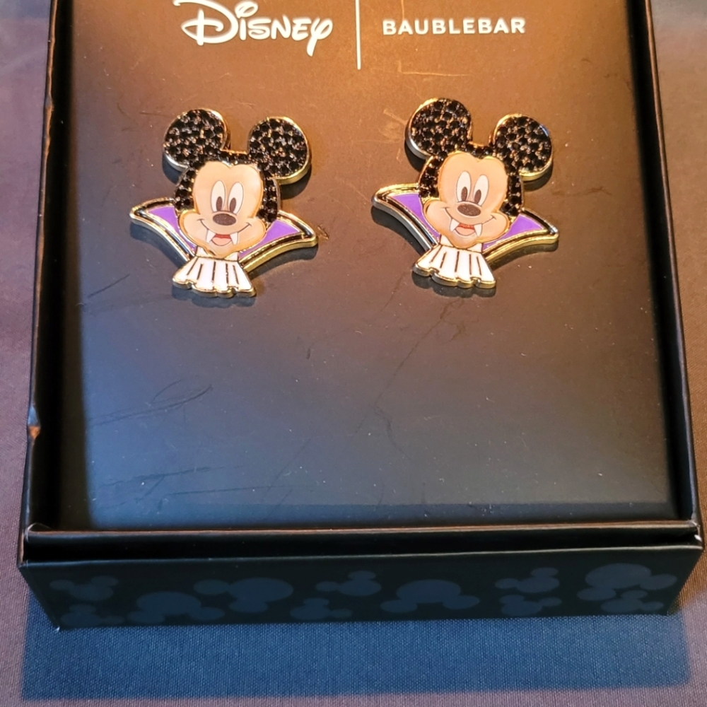Disney X Baublebar Mickey Vampire Halloween Earrings NEW
